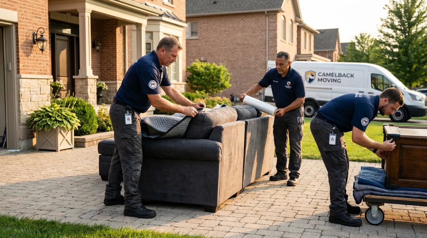 Large estate moving crew wrapping furniture in Carrollton, IL