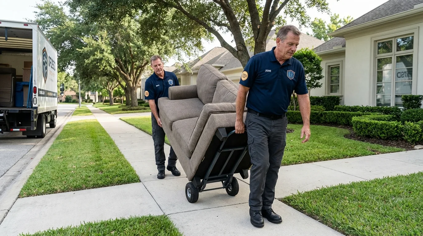 Local residential moving crew loading furniture in Carrollton, IL